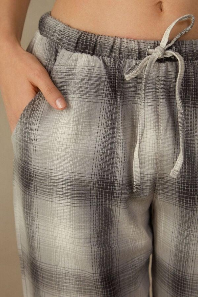 Intimissimi Warm Cuddles Pants in Brushed Cloth Pyjamas Dame Grå Hvite | NOQZ3991