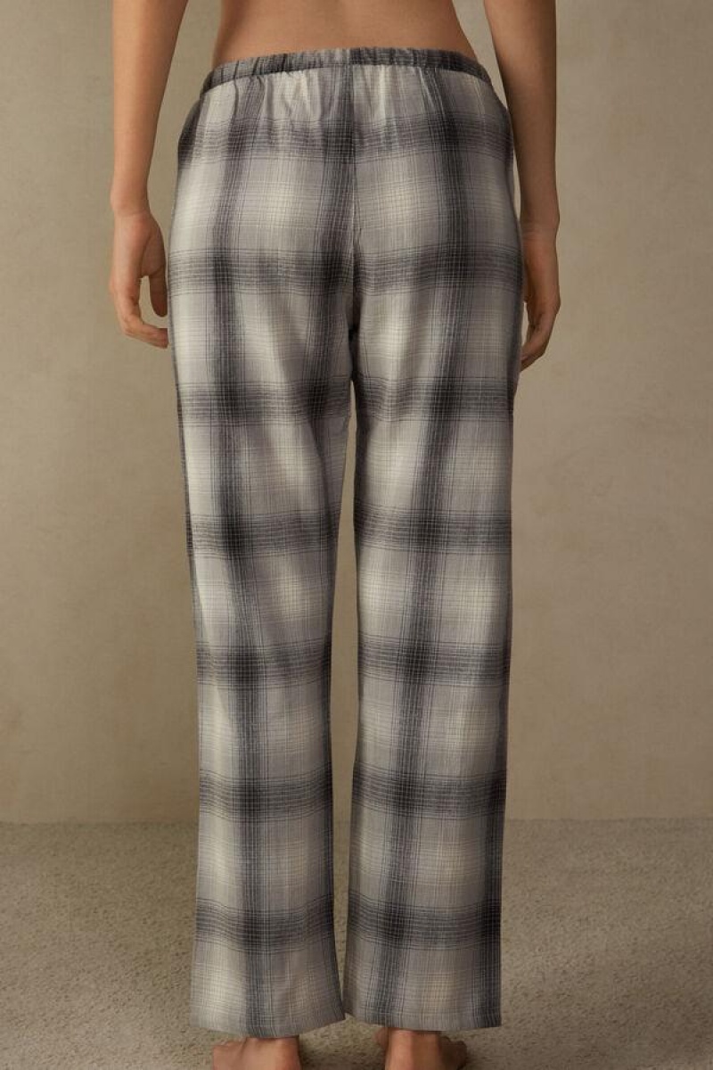 Intimissimi Warm Cuddles Pants in Brushed Cloth Pyjamas Dame Grå Hvite | NOQZ3991