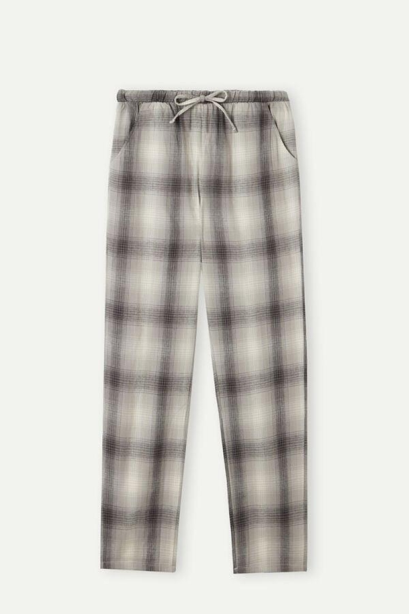 Intimissimi Warm Cuddles Pants in Brushed Cloth Pyjamas Dame Grå Hvite | NOQZ3991