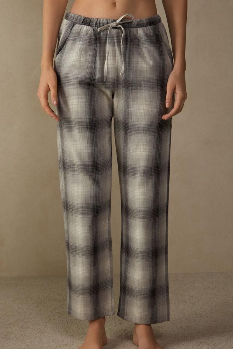 Intimissimi Warm Cuddles Pants in Brushed Cloth Pyjamas Dame Grå Hvite | NOQZ3991