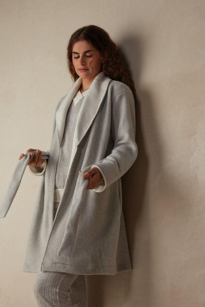 Intimissimi Warm Cuddles Robe Pyjamas Dame Grå Hvite | NOTV3856