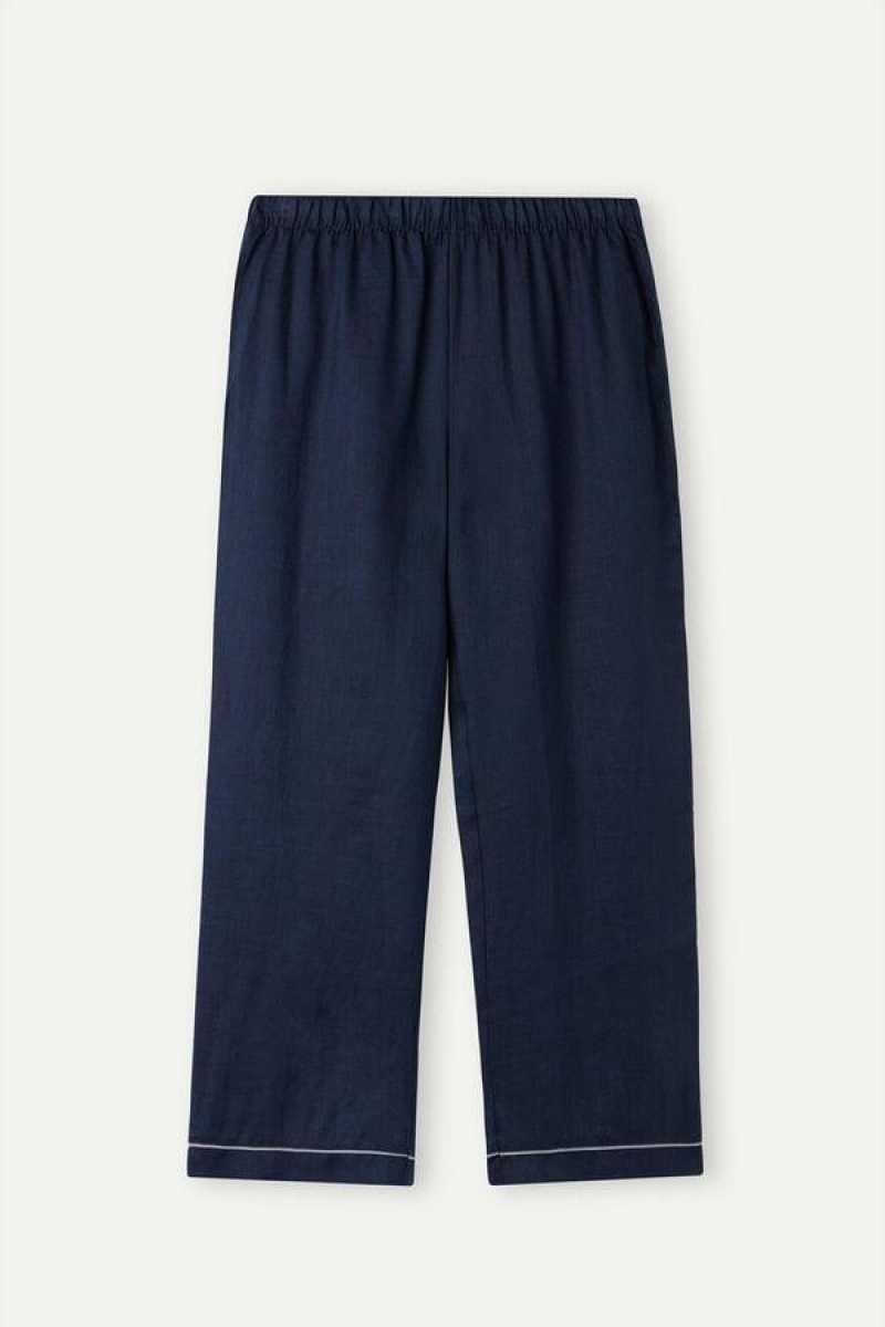 Intimissimi Yacht Night Linen Pants Pyjamas Dame Blå | NOGL4029