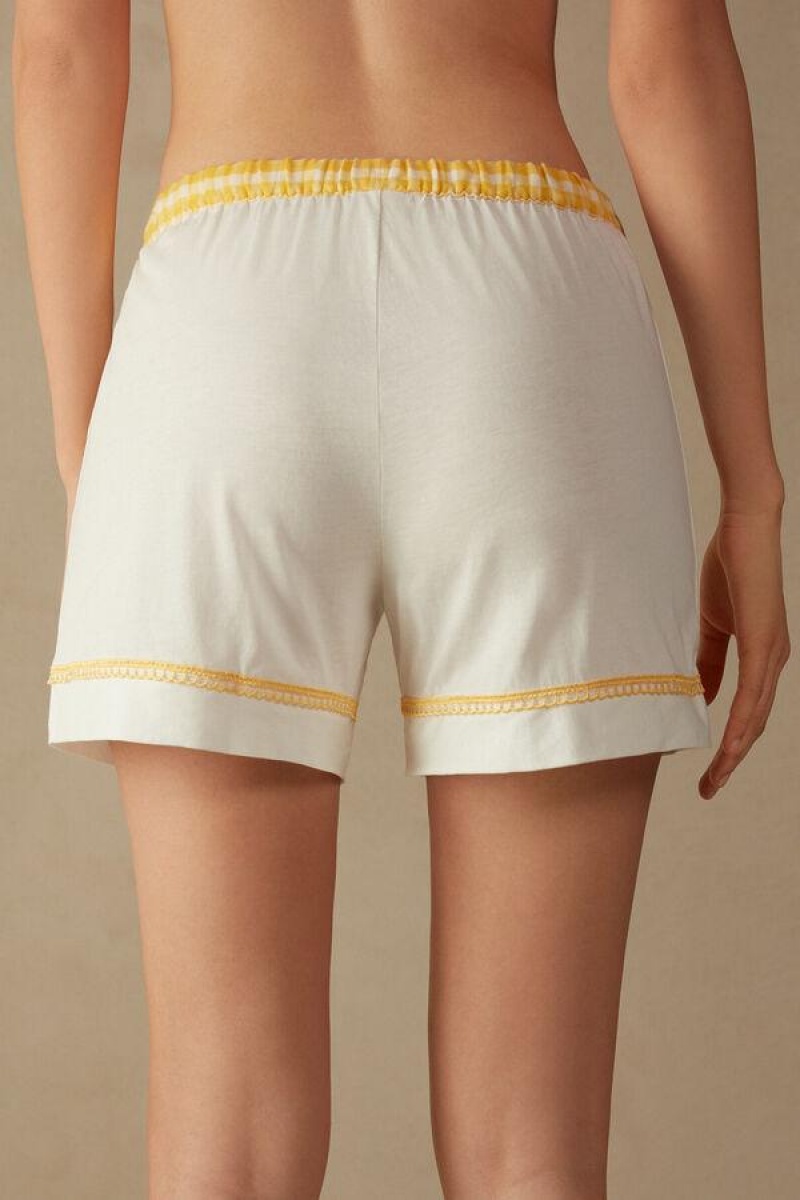 Intimissimi Yellow Submarine Shorts in Supima® Ultrafresh Bomull Pyjamas Dame Hvite | NOQZ4068