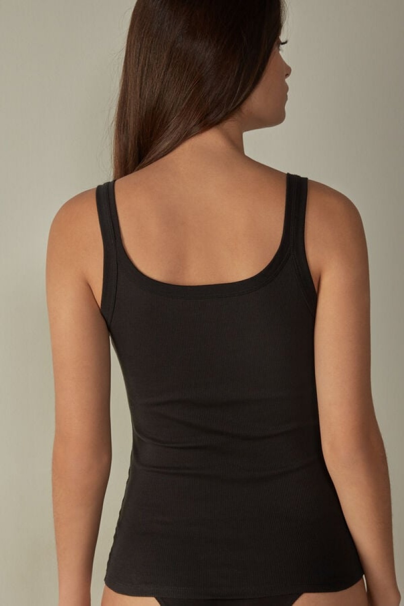 Intimissimi in Supima® Bomull Tank Top Dame Svarte | NOIS4373